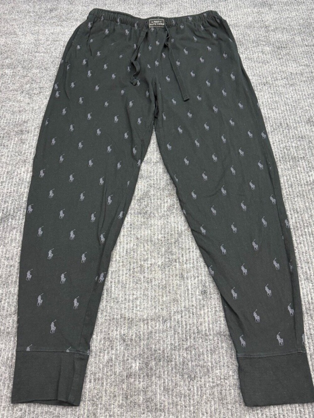 Polo Ralph Lauren Sleepwear Pajama Pants Mens M Black Gray Signature Pony AOP